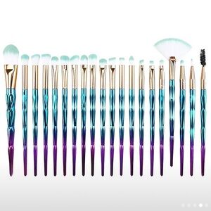 20pc Metallic Ombré Geometric Makeup Brush Set High Quality